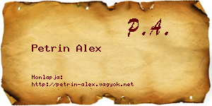 Petrin Alex névjegykártya